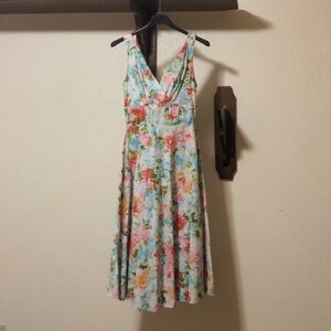 Stop Staring! watercolor floral fit and flare dress - 1950's style